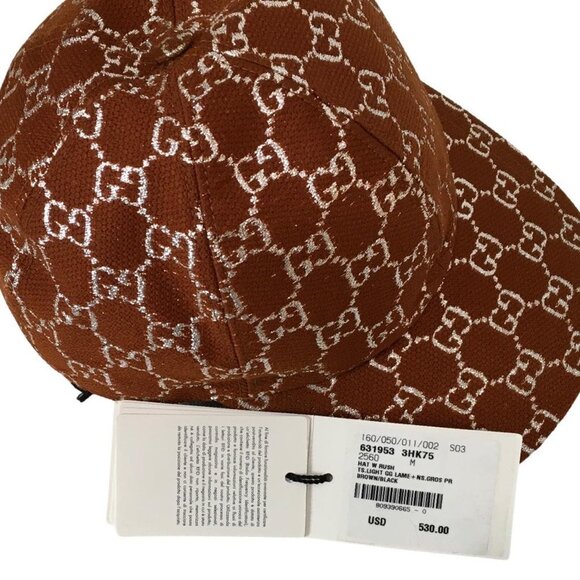 Gucci Women's Monogram GG Wool Blend Hat Strap Adjustable Brown Color Sz M, L - Picture 4 of 11